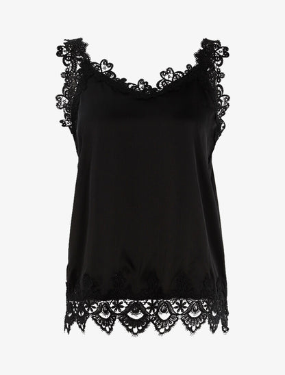 Débardeur à bords en crochet - noir - 1