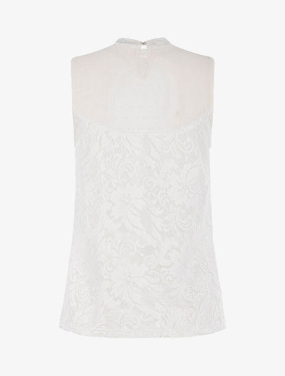 Top en tulle et dentelle festonnée - blanc - 2