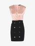 Robe bi matière à boutons décoratifs - noir/rose - 3