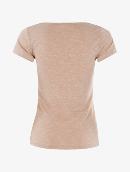 T-shirt chiné à détails chaînettes - beige - 2