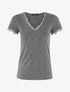 T-shirt chiné à bord dentelle - gris foncé - 1