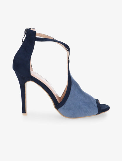 Sandales suédine bicolore à lanières croisées - marine/bleu - 1