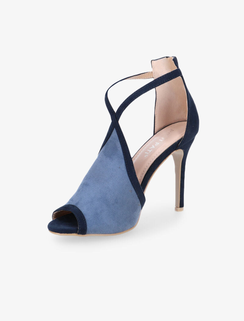 Sandales suédine bicolore à lanières croisées - marine/bleu - 3