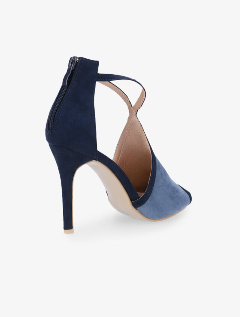 Sandales suédine bicolore à lanières croisées - marine/bleu - 4