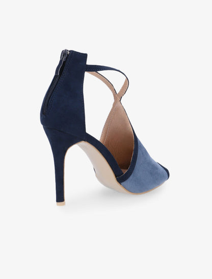 Sandales suédine bicolore à lanières croisées - marine/bleu - 4