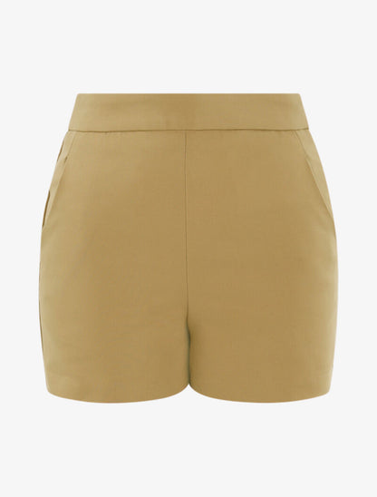 Short droit épais en coton mélangé - camel - 1