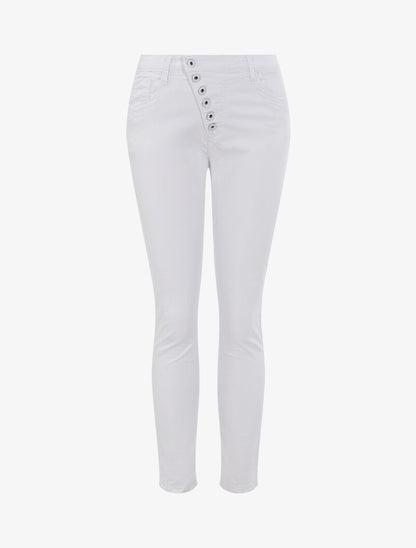 Jean uni effet froissé - blanc - 1