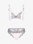 Ensemble à empiècement dentelle effet papillon - rose poudré/gris foncé - 1