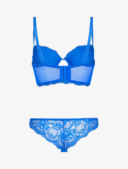Ensemble bustier en dentelle fleurie - bleu électrique - 2