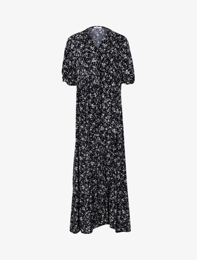 Robe chemise à imprimé petites fleurs - marine - 1
