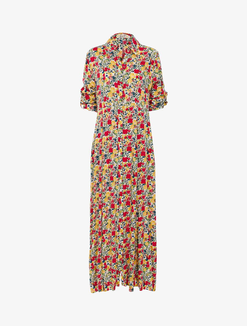 Robe chemise à imprimé coquelicots - ecru - 1