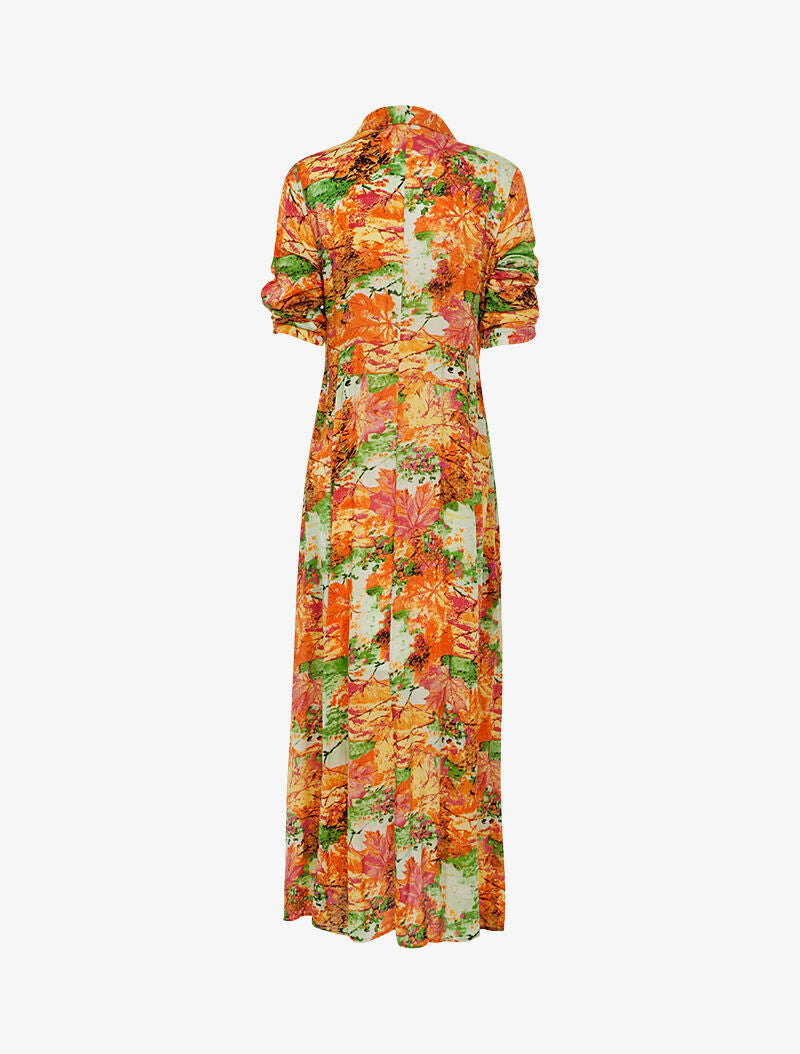 Robe chemise à imprimé automnal abstrait - orange - 2