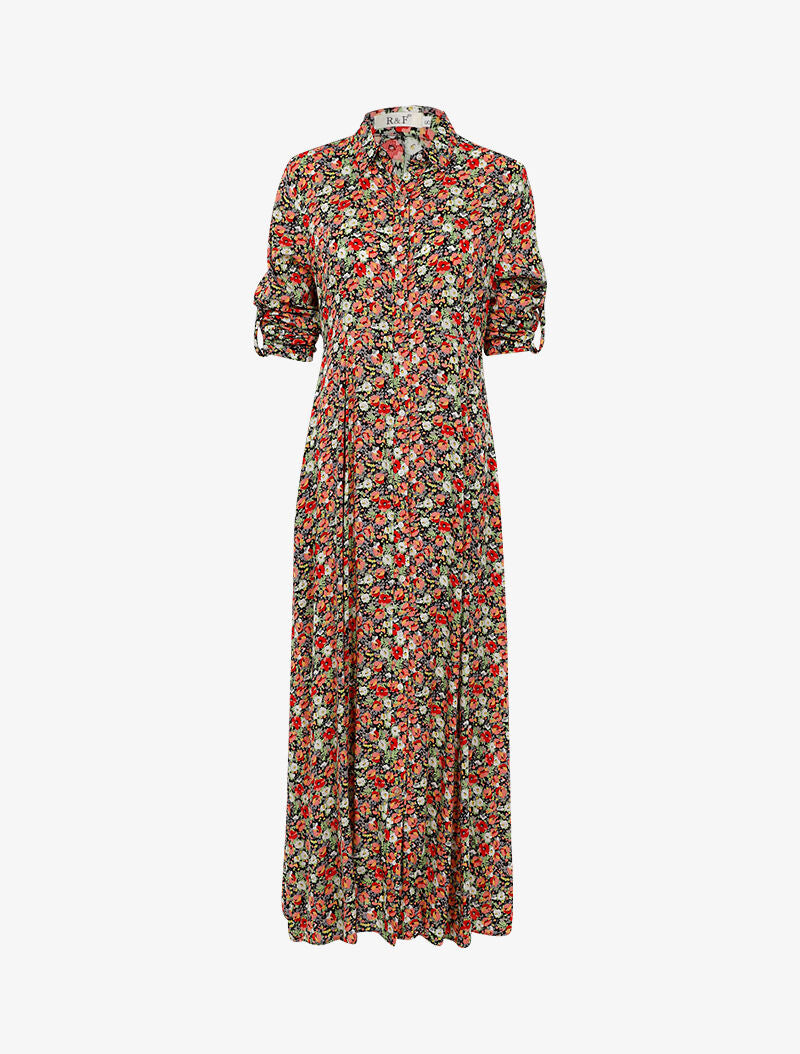 Robe chemise à imprimé floral - vert - 1