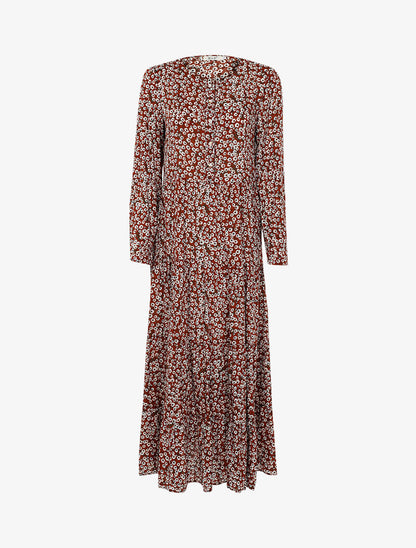 Robe à imprimé pâquerettes - marron - 1
