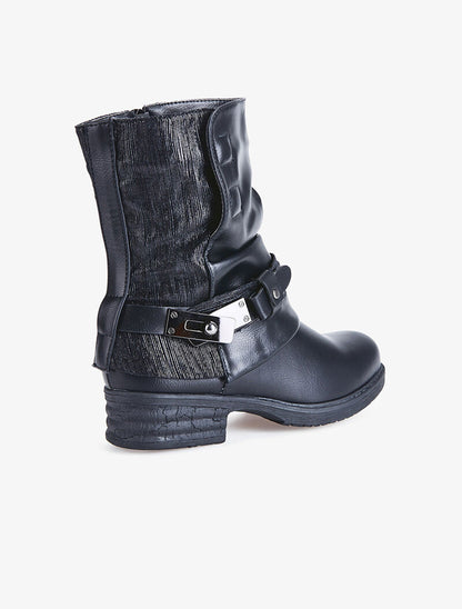 Boots à revers bimatière - noir - 4