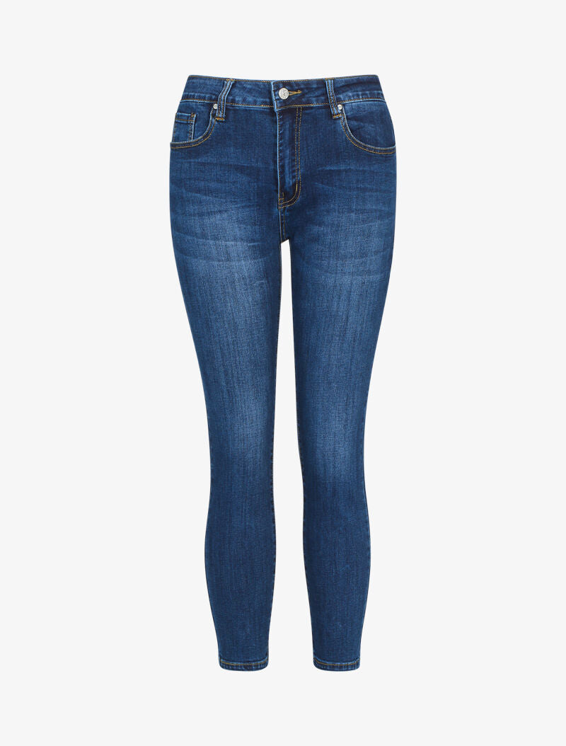 Jean 7/8 met sieraden en strass details - ruwe denim