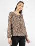 Blouse imprimé feuilles et dorures - taupe - 4