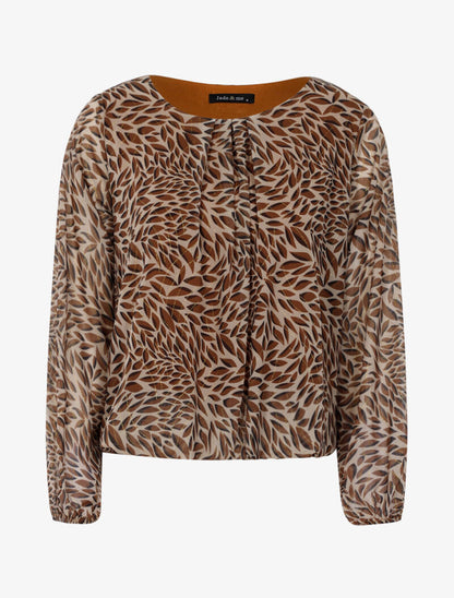 Blouse imprimé feuilles et dorures - taupe - 2