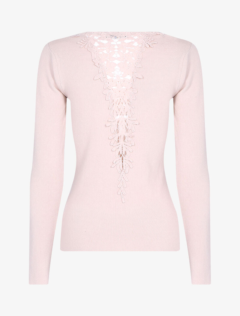 Pull doux à dos brodé - rose orange - 2