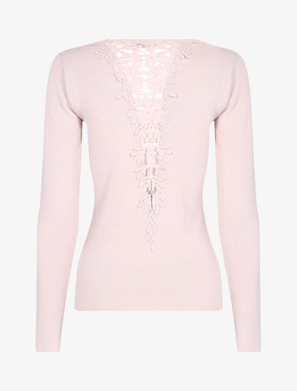 Pull doux à dos brodé - rose orange - 2