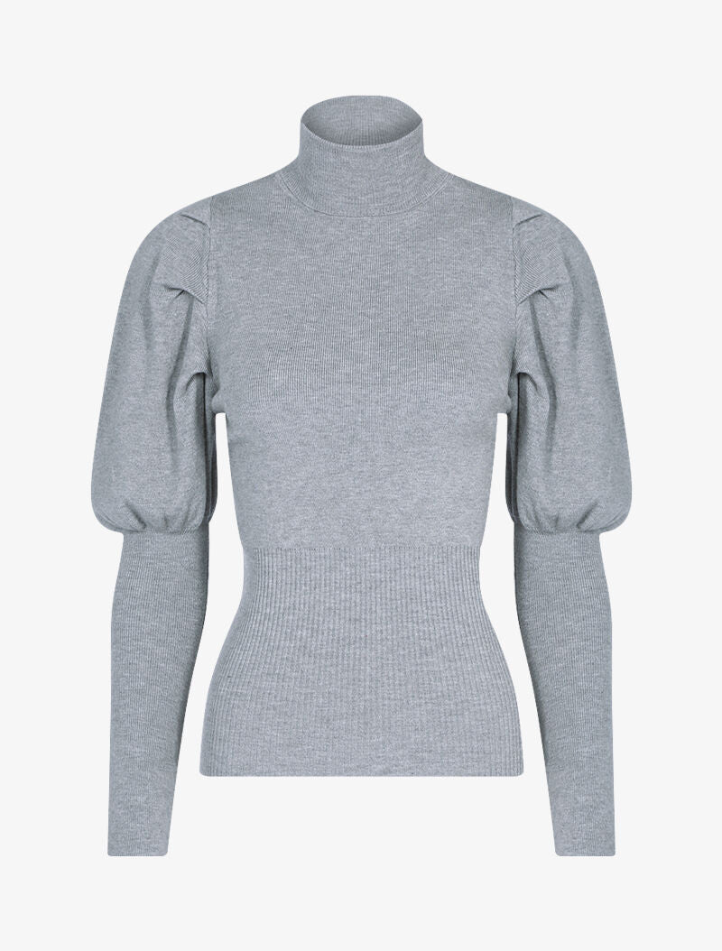 Pull doux à manches gigot - gris clair - 2