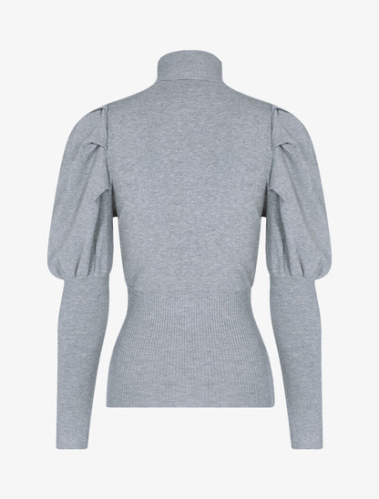 Pull doux à manches gigot - gris clair - 3