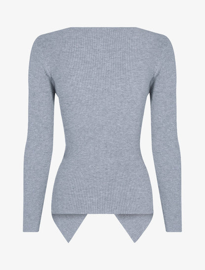 Pull côtelé à pans croisés - gris clair - 2