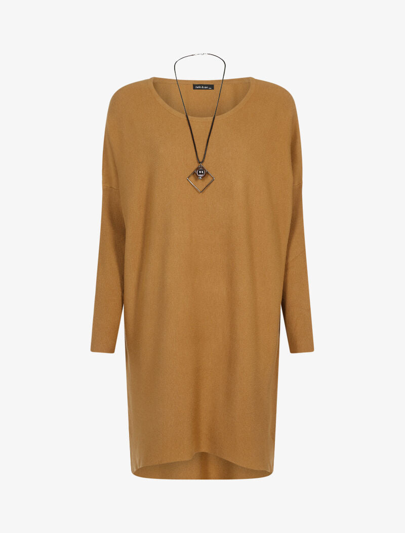 Robe loose avec sautoir - camel - 1