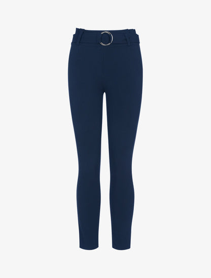 Pantalon coupe carotte ceinturé - marine - 3