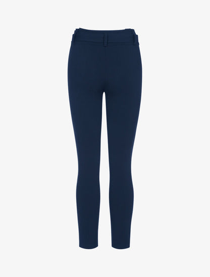 Pantalon coupe carotte ceinturé - marine - 2