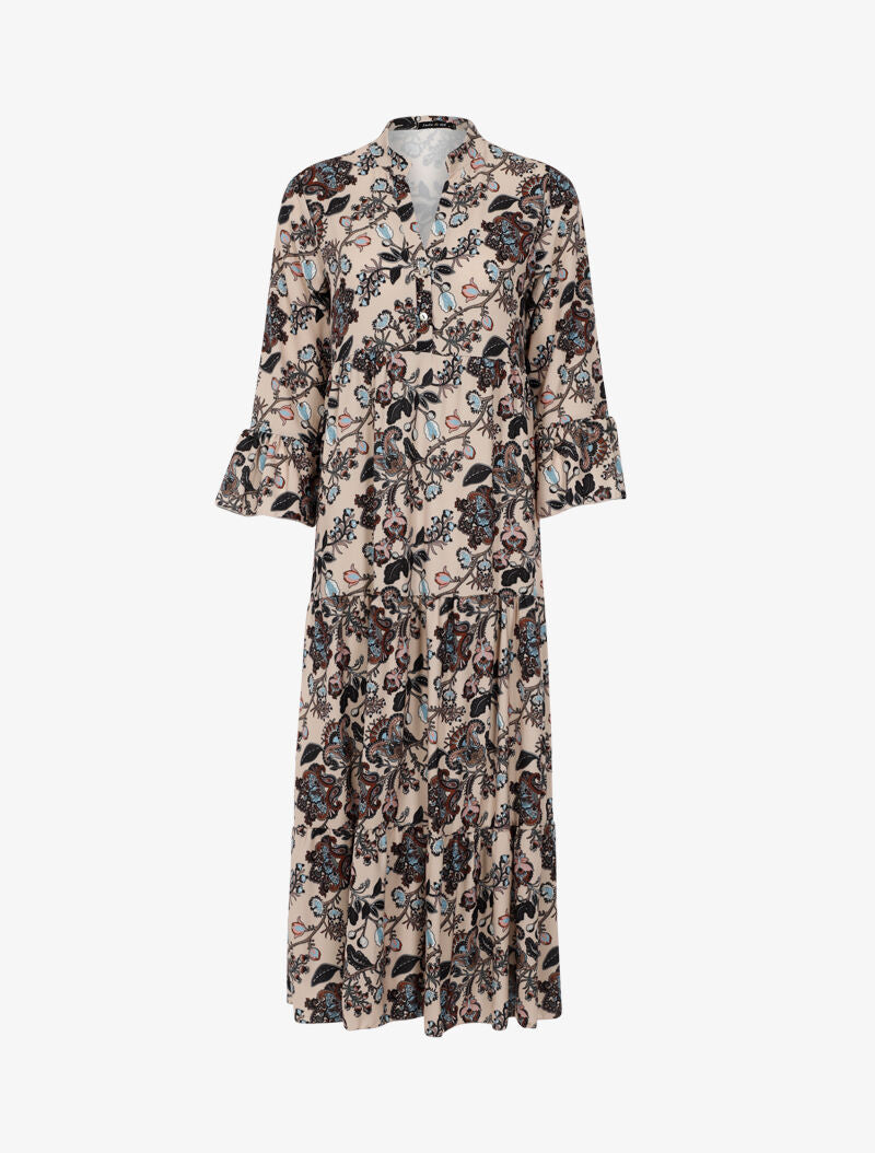 Robe trapèze à imprimés - beige - 1