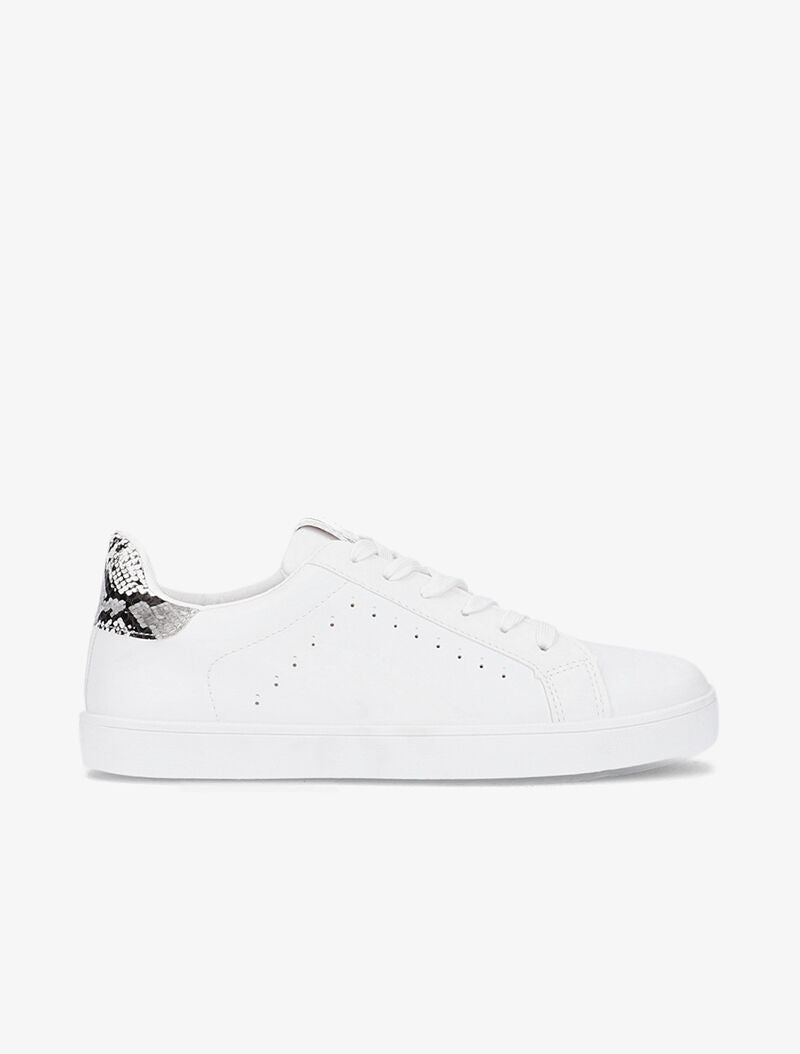Sneakers à languette et contrefort imprimé - blanc/python - 2