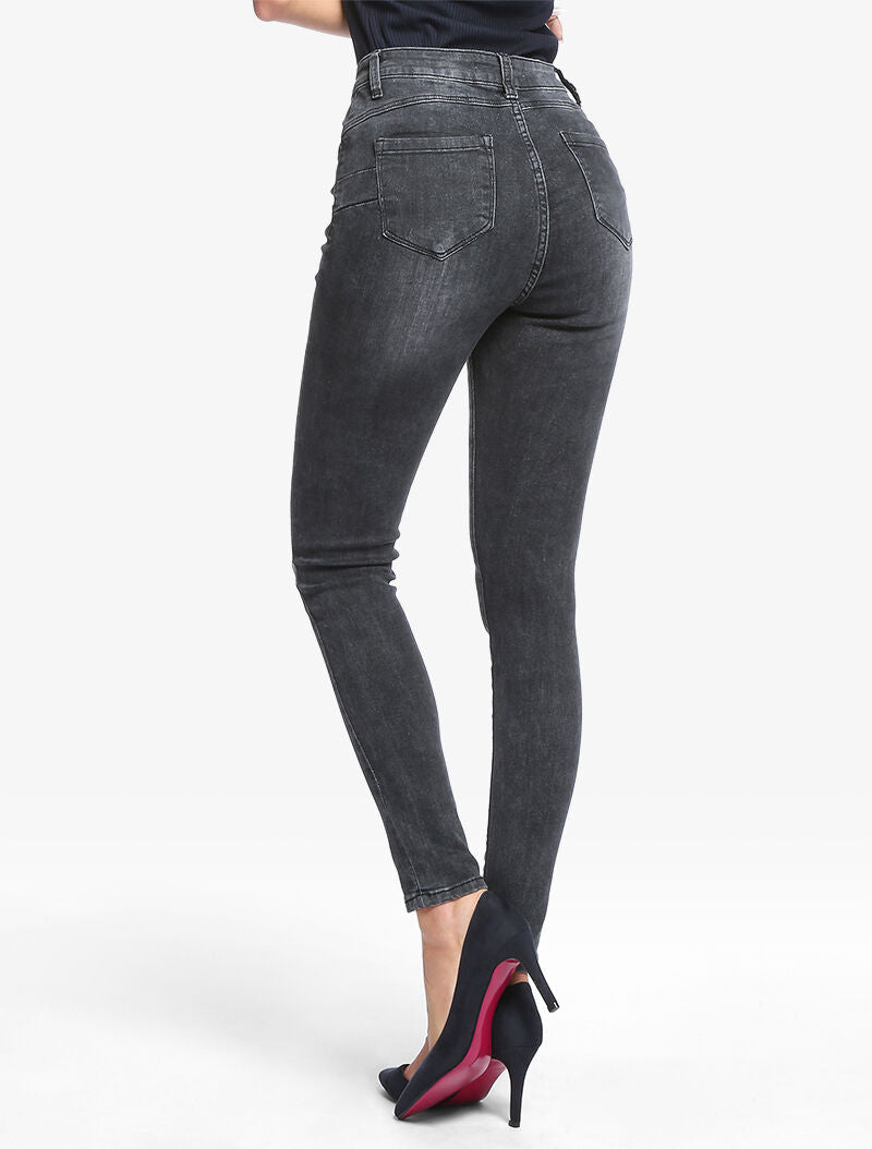 Jean push up délavé - gris foncé - 2
