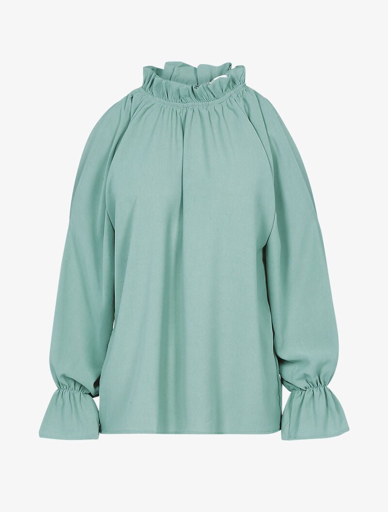 Top fluide à épaules dénudées - vert - 1