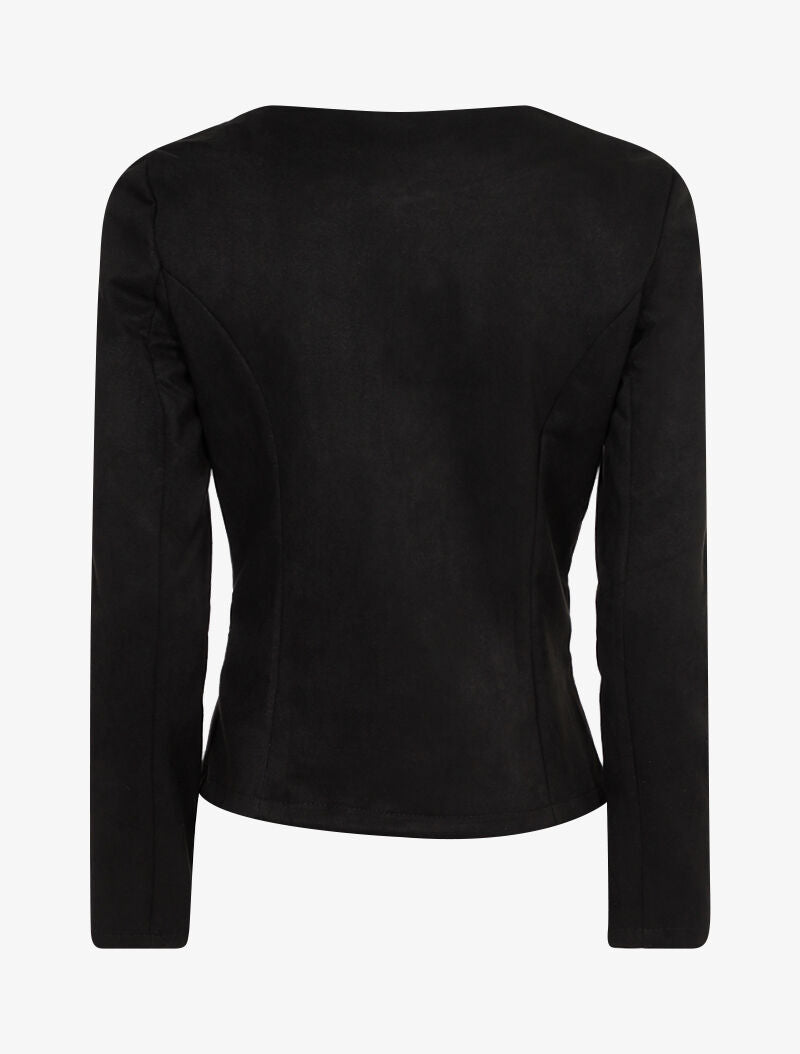 Veste en suédine à zips décoratifs - noir - 2