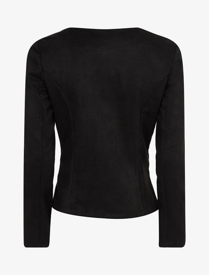 Veste en suédine à zips décoratifs - noir - 2