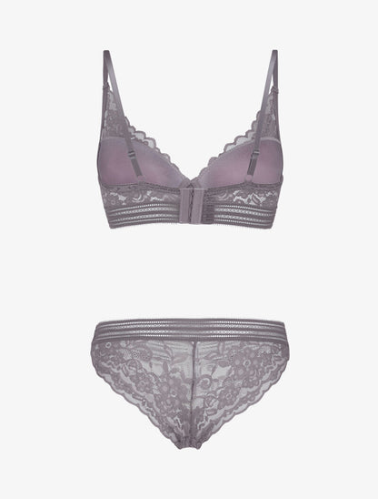 Ensemble bustier en dentelle et bandes - gris foncé - 2