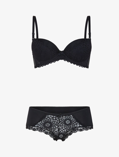Ensemble en dentelle et résille - noir - 3