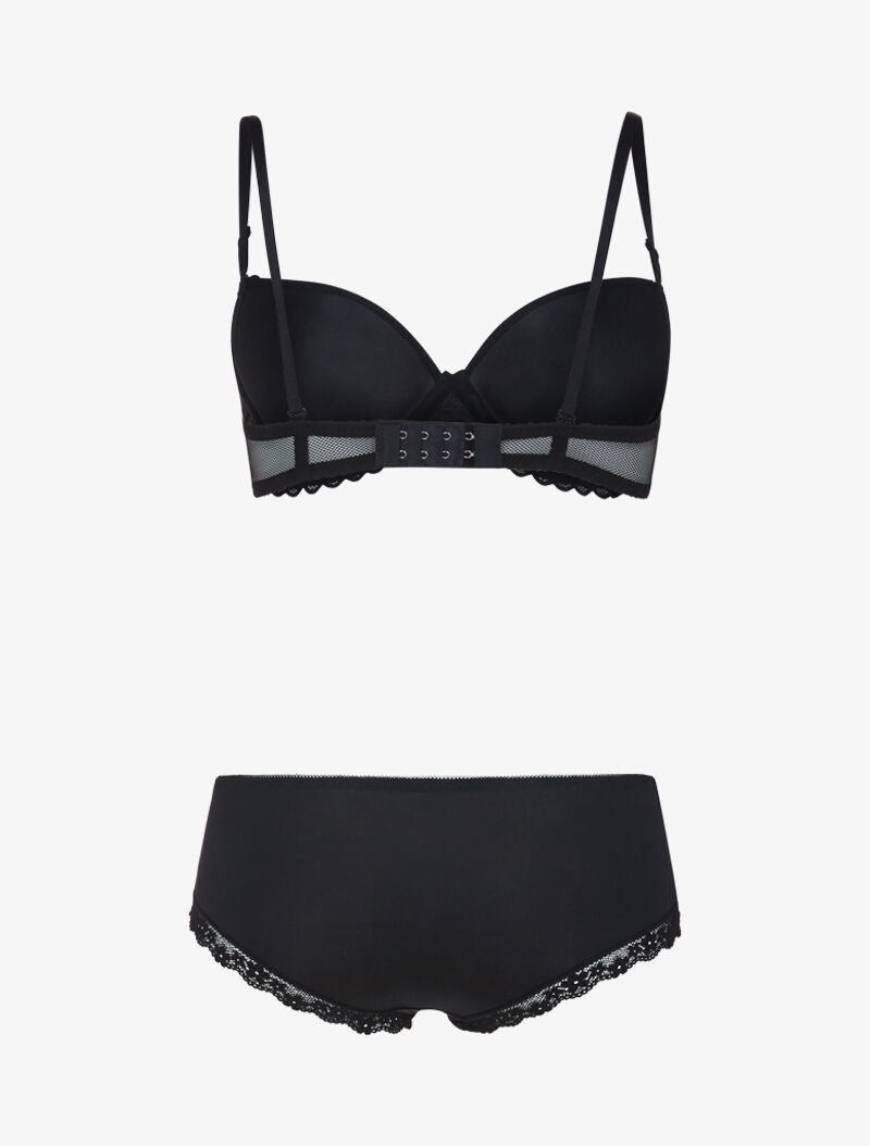Ensemble en dentelle et résille - noir - 2