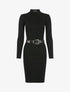 Robe-pull côtelée à col montant - noir - 1