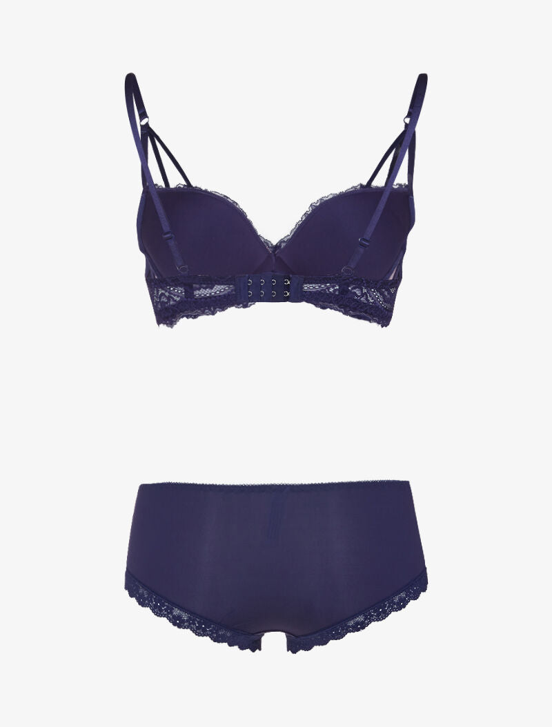 Ensemble en dentelle à bretelles stylisées - violet/rose - 2