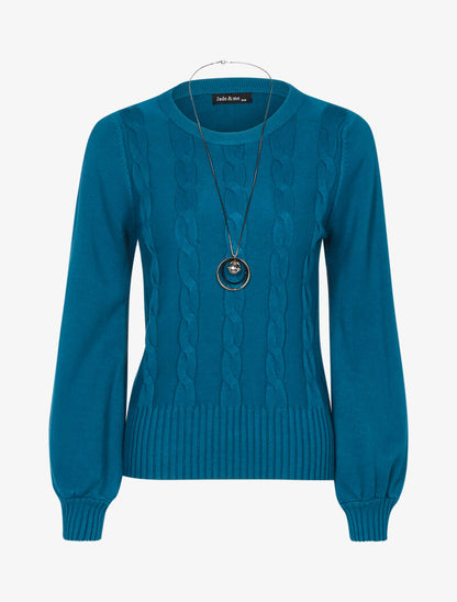 Pull court à détails torsadés - turquoise - 4