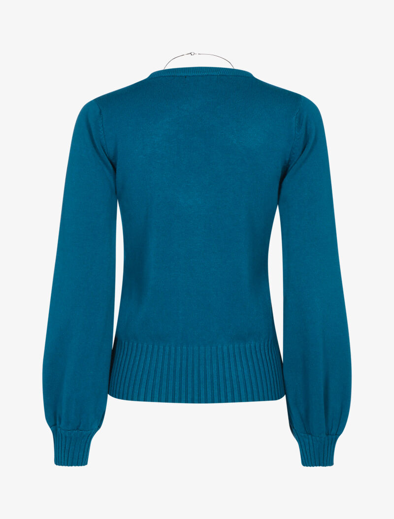 Pull court à détails torsadés - turquoise - 2