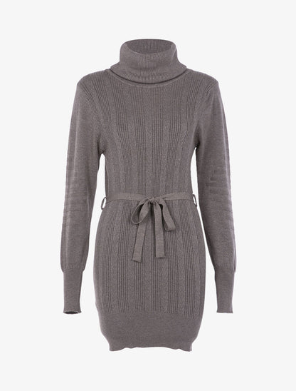 Robe-pull à détails tressés et côtelés - marron - 2