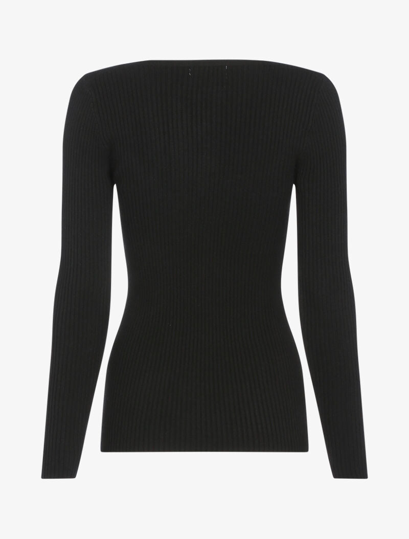Pull côtelé à bandes en maille tressée - noir - 2