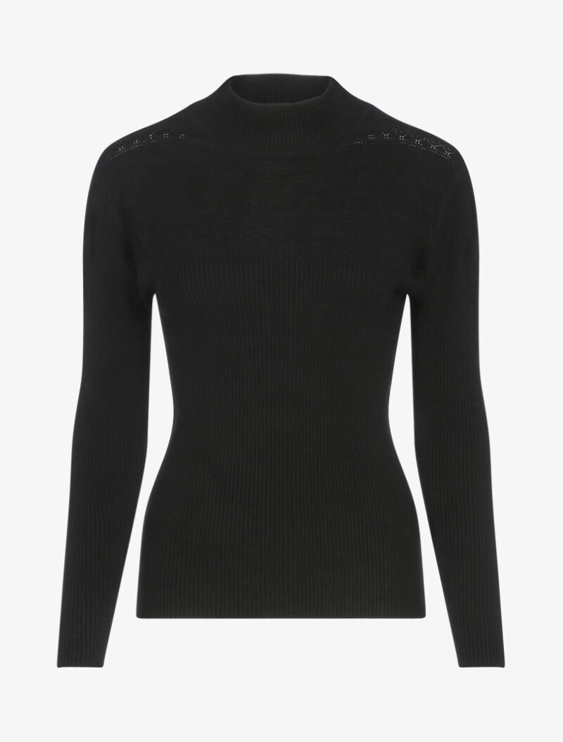 Pull côtelé à détails géométriques - noir - 1