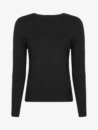Pull fin à relief style flots - noir - 3