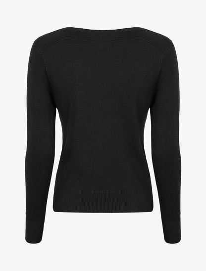 Pull fin à relief style flots - noir - 2
