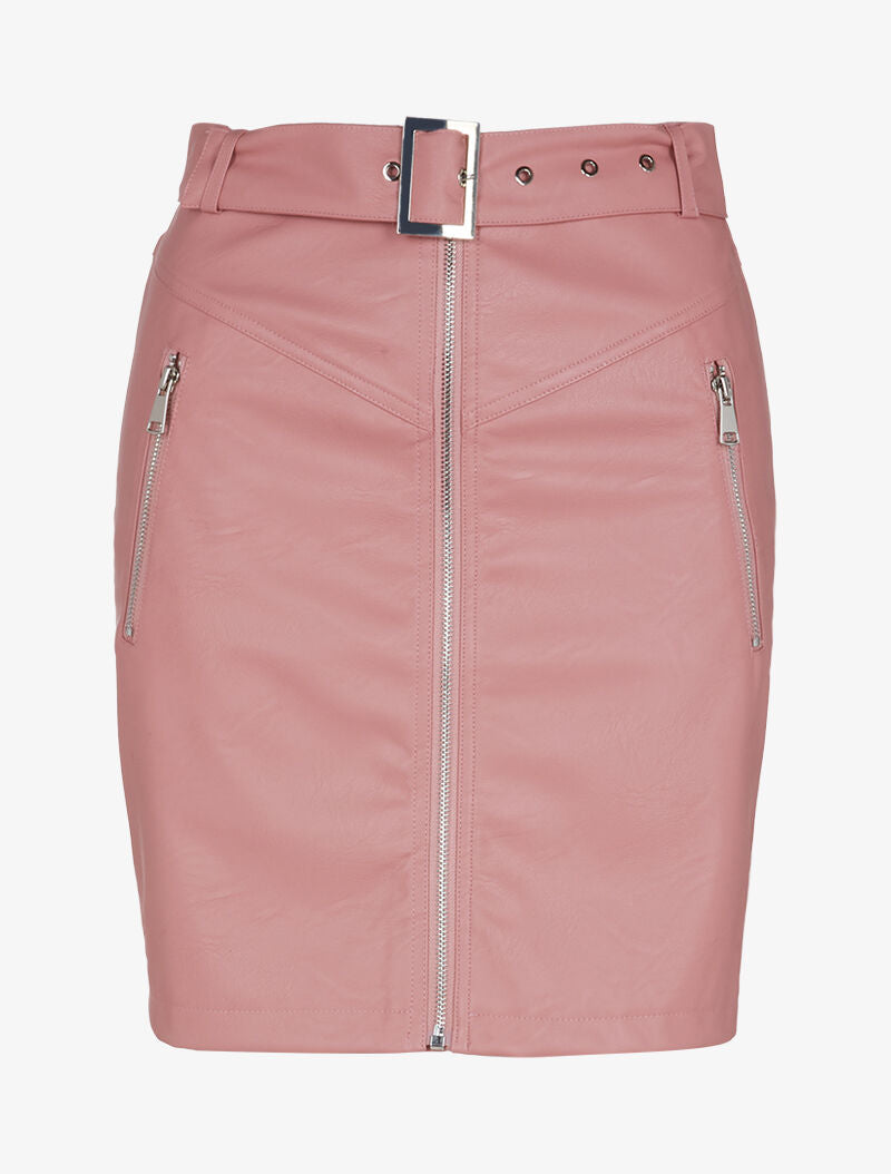 Jupe en simili à poches zippées - rose - 1