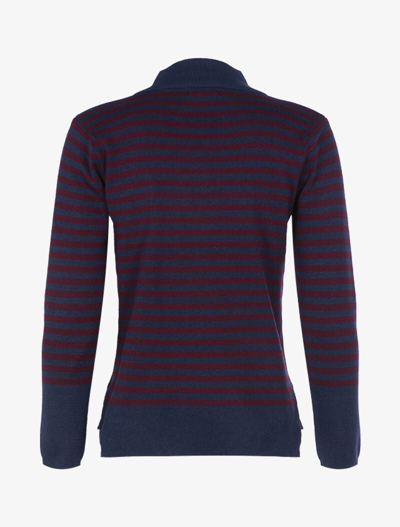 Pull rayé à dos plus long - marine/bordeaux - 2